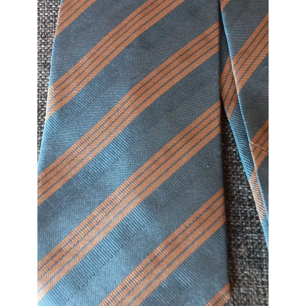 Tie 70s 80s 90s Y2K Mens XMI silk Blue Beige Stripe 4 Wide 60 Long